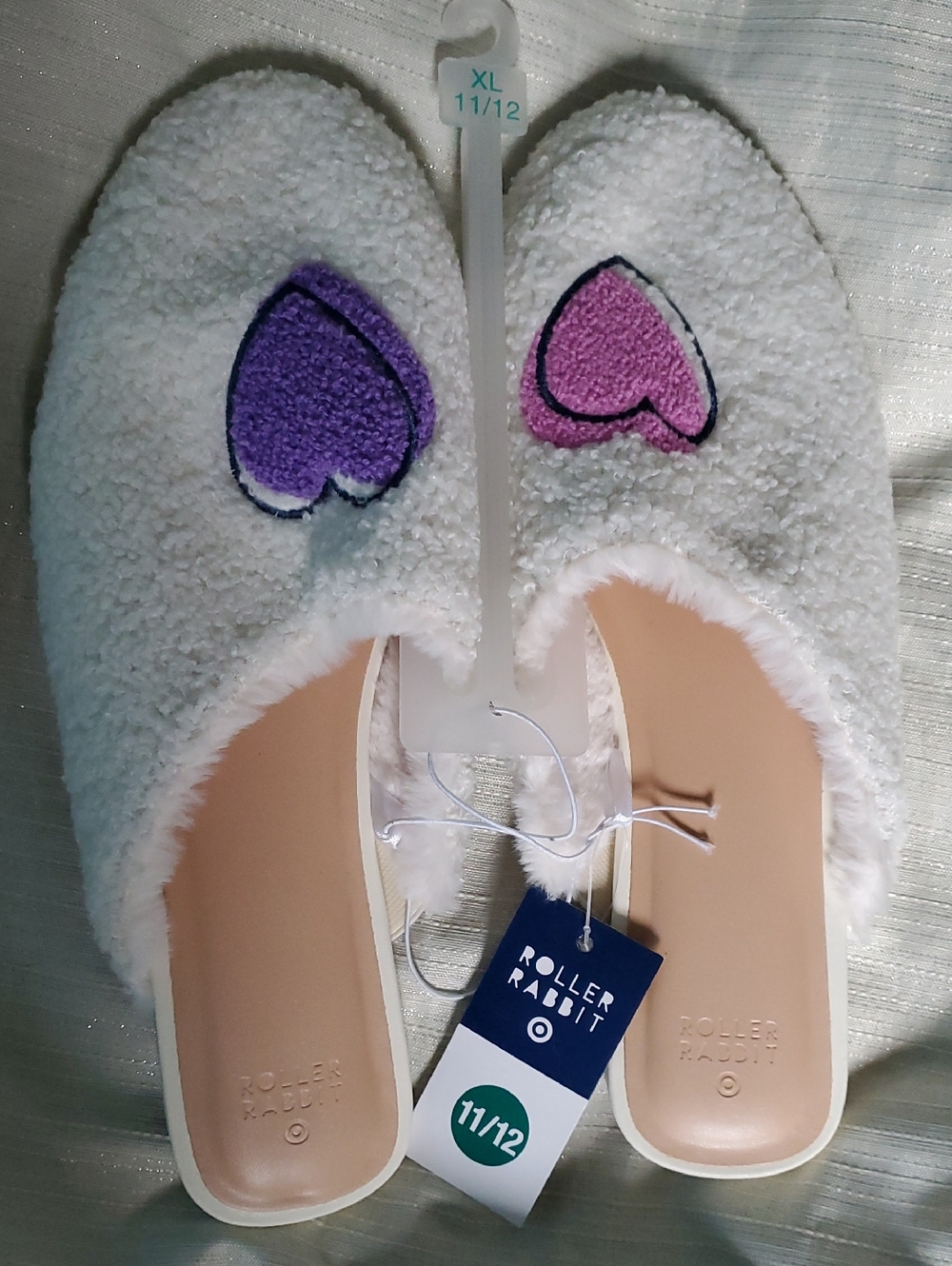 Roller Rabbit x Target Disco Hearts Fuzzy House Slippers 11/12